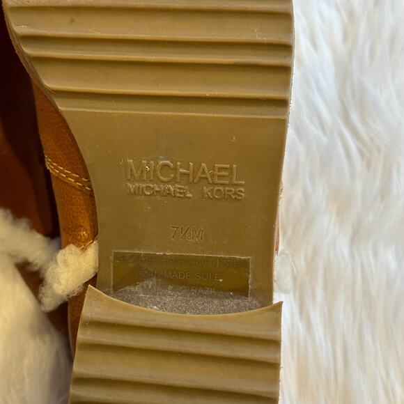 Michael Kors Casey Over The Knee Boots Leather Shearling Lined Buckle Heeled - Picture 13 of 14